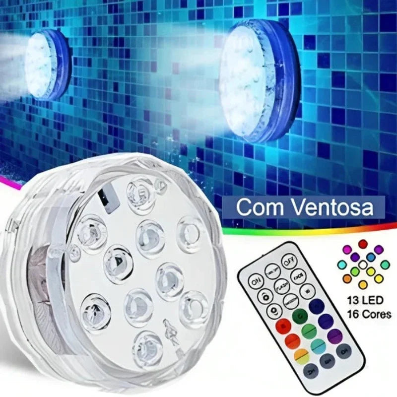 Kit Luminárias de Piscina RGB Favoritoz - Sem Fio Com Controle Remoto