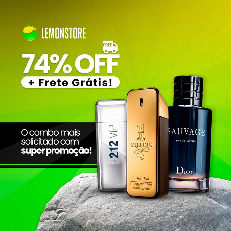 Combo 3 Perfumes Masculinos - Oferta Exclusiva 1 Million, 212 VIP, Dior Sauvage